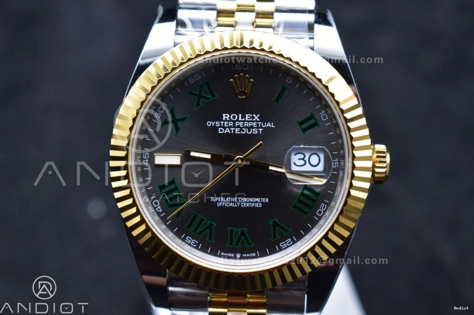 on Dial ARF SS YG SH3235 YG Edition (Gain Jubilee Gray DateJust 41 126333 Best SS 904L Weight) Roman Bracelet Steel Green 1:1 0114